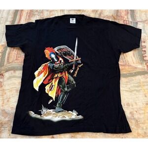 Medieval Times Mens Knight Graphic T-Shirt Black Short Sleeve Crew Neck USA L